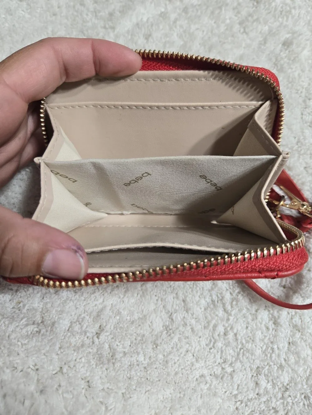 Bebe Red Quilted Wristlet Wallet Like New